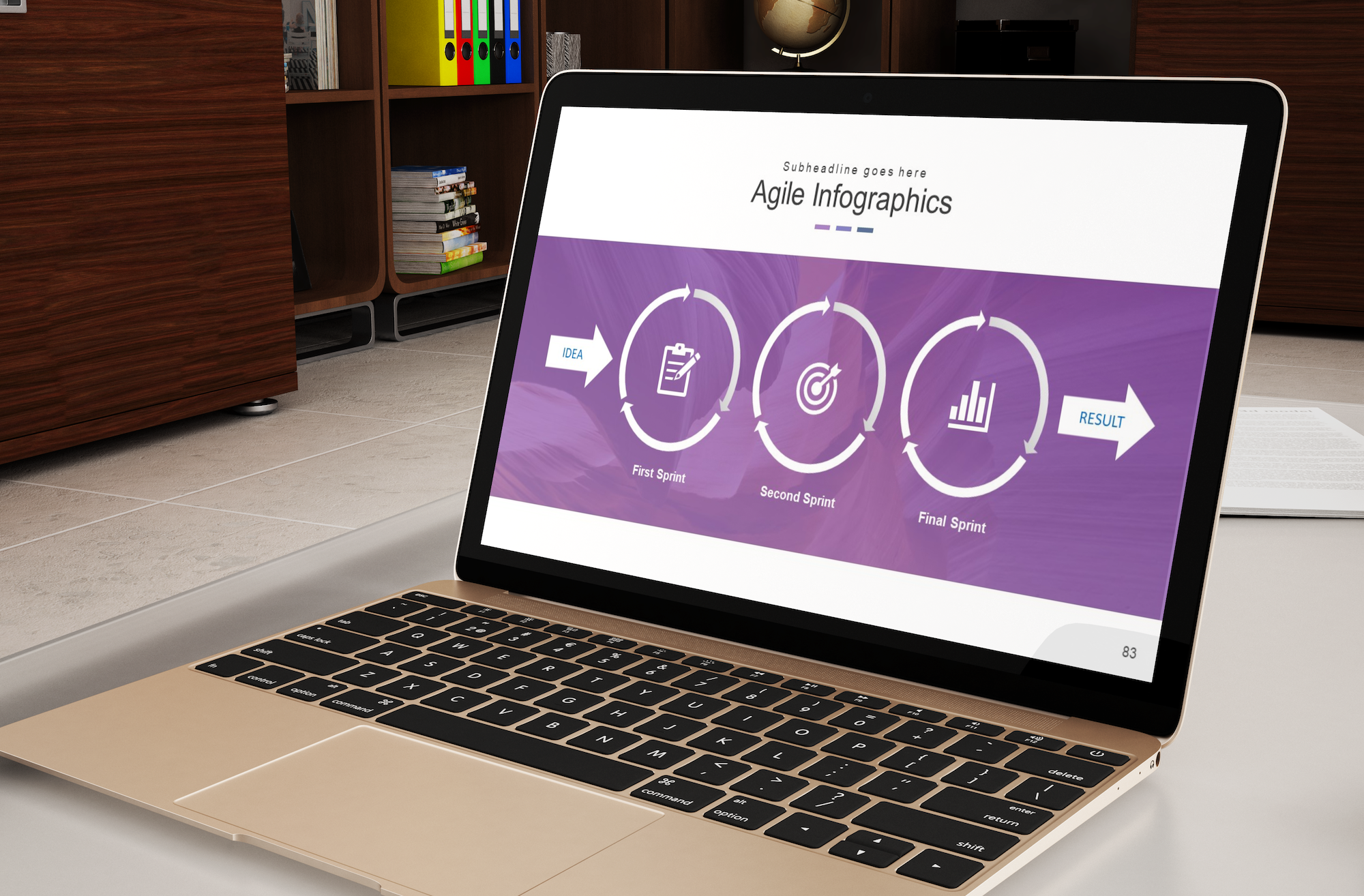 Modern presentation template mockup with data visualization