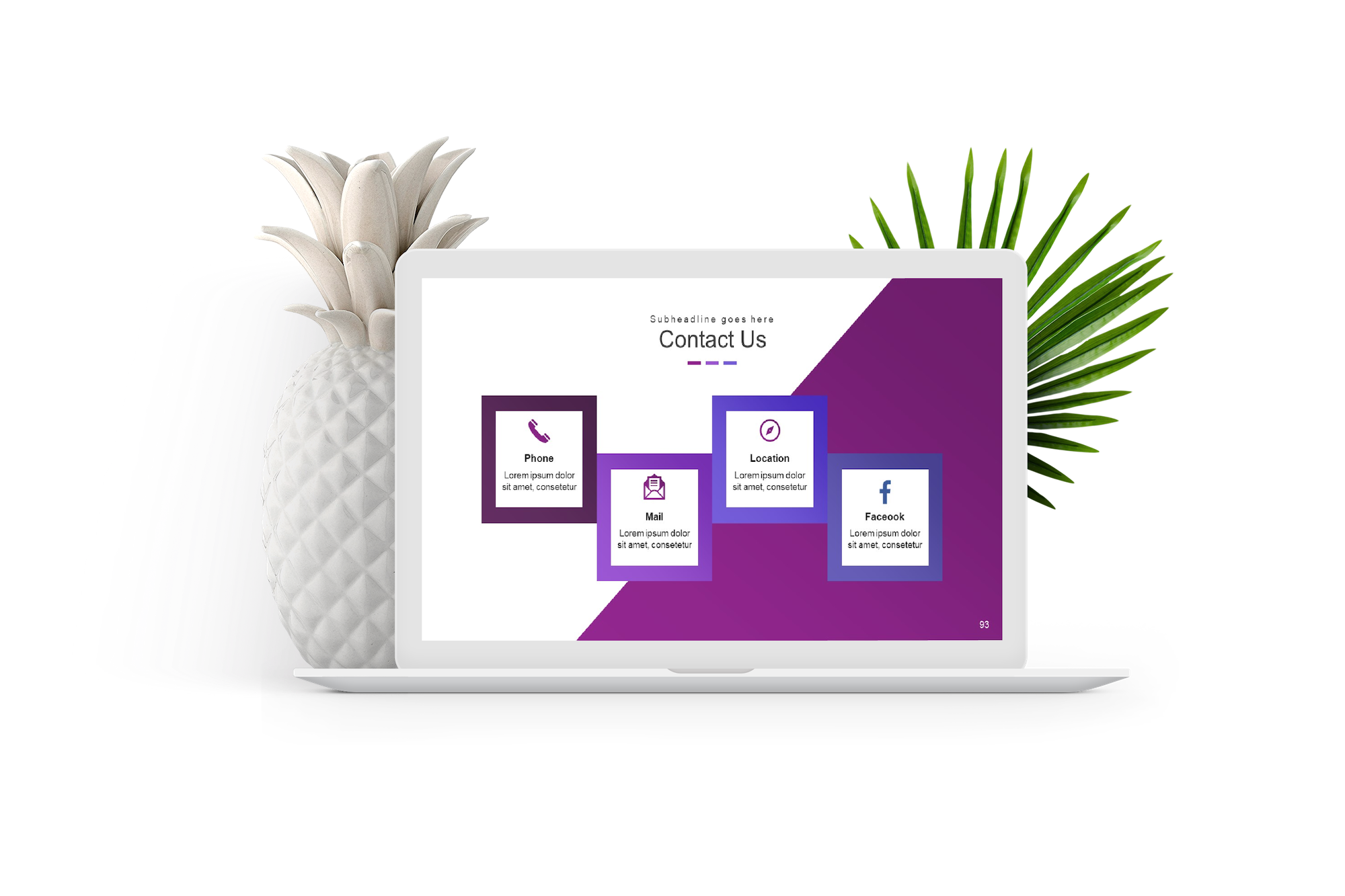 Creative PowerPoint template mockup with infographic elements
