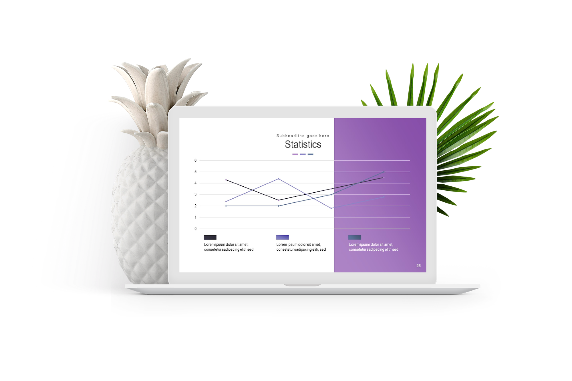 Creative PowerPoint template mockup with infographic elements