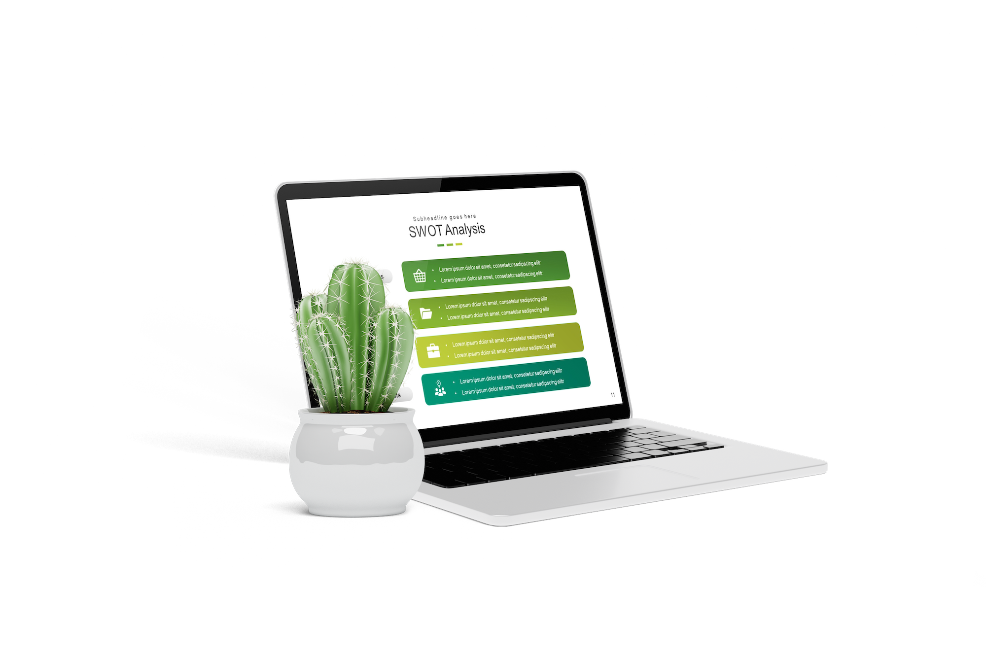 Business presentation template mockup with timeline slides